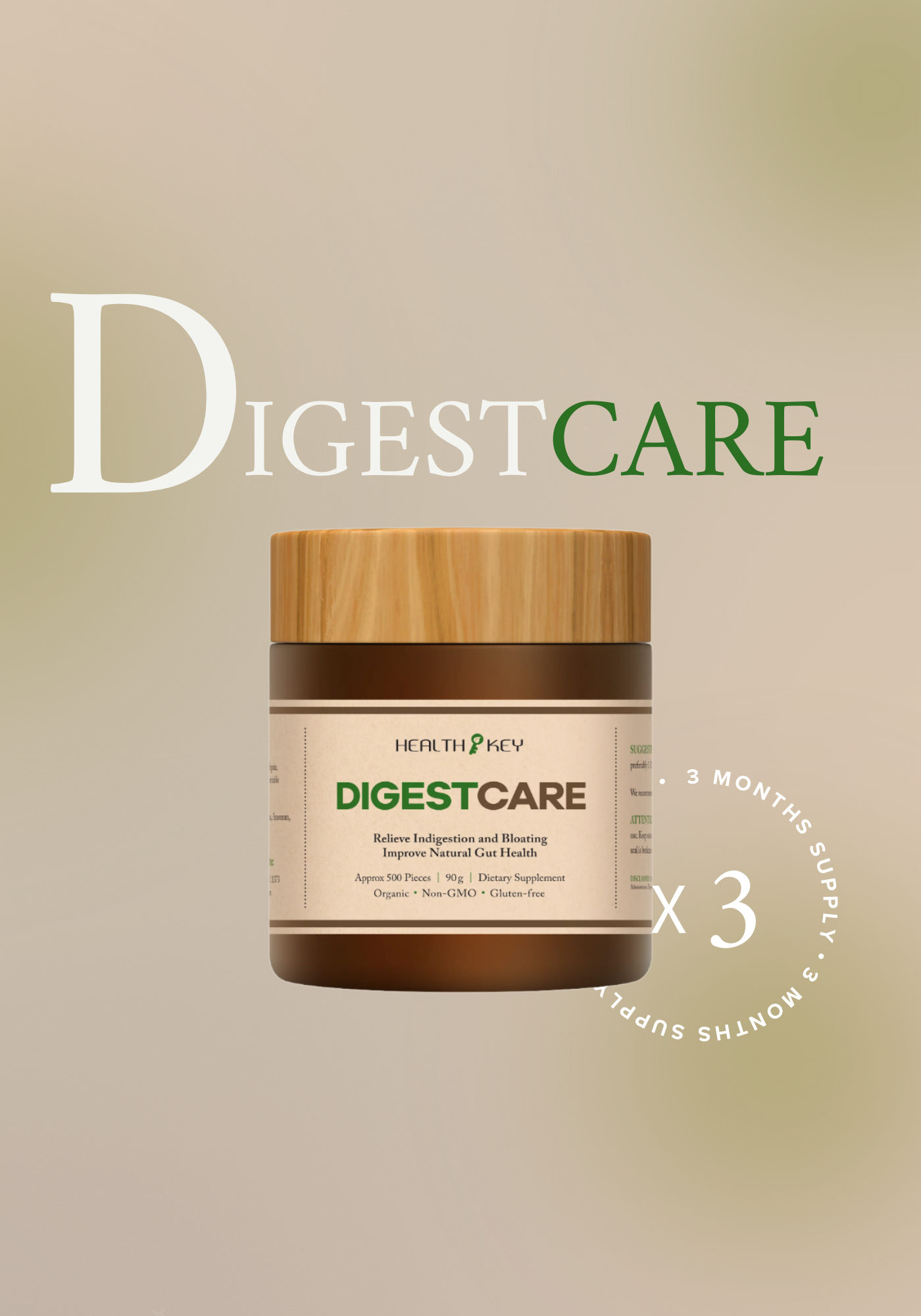 Healthkey DigestCare Herbal Dietary Supplement 500 Pills 90g