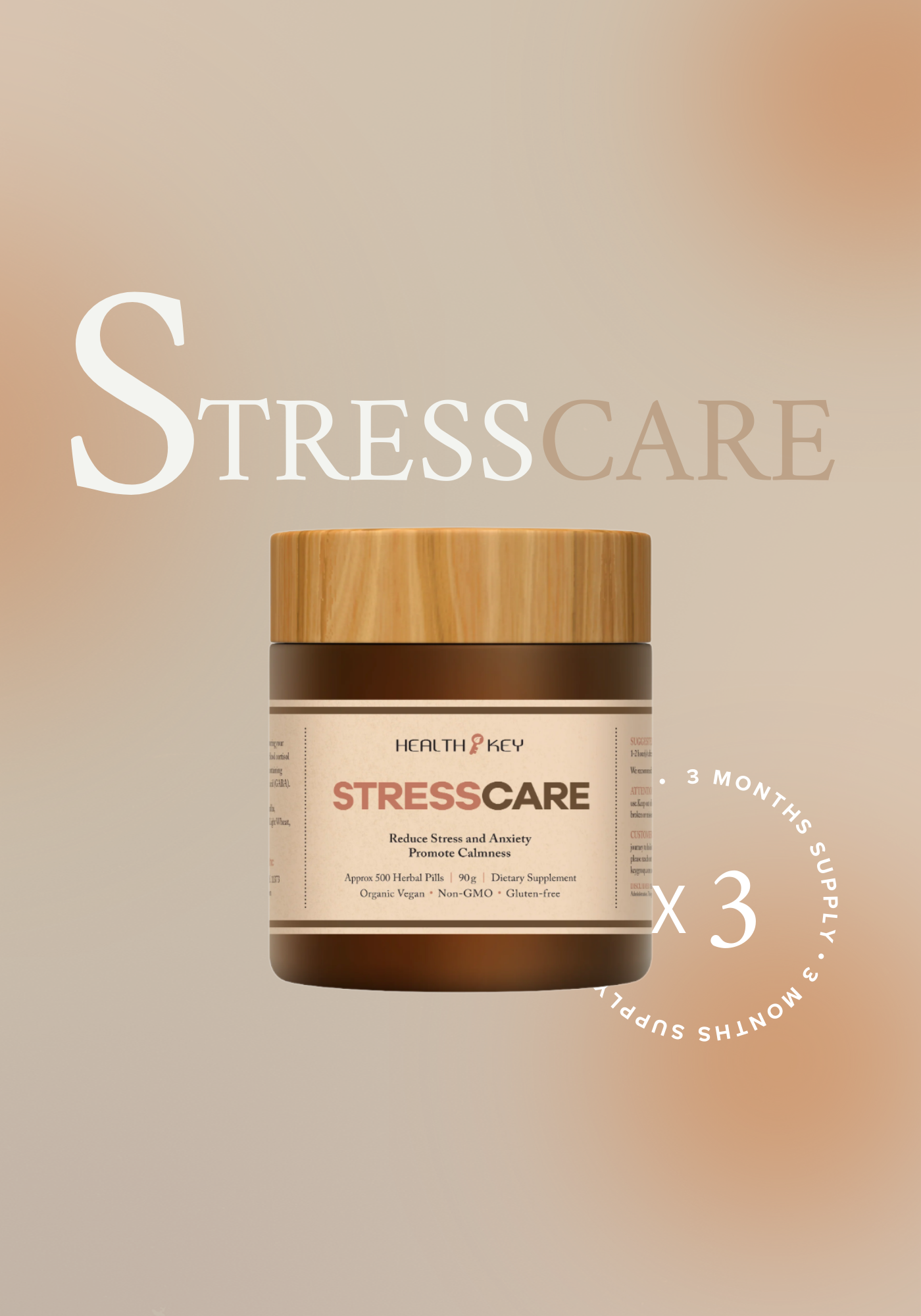 Healthkey StressCare Herbal Dietary Supplement 500 Pills 90g