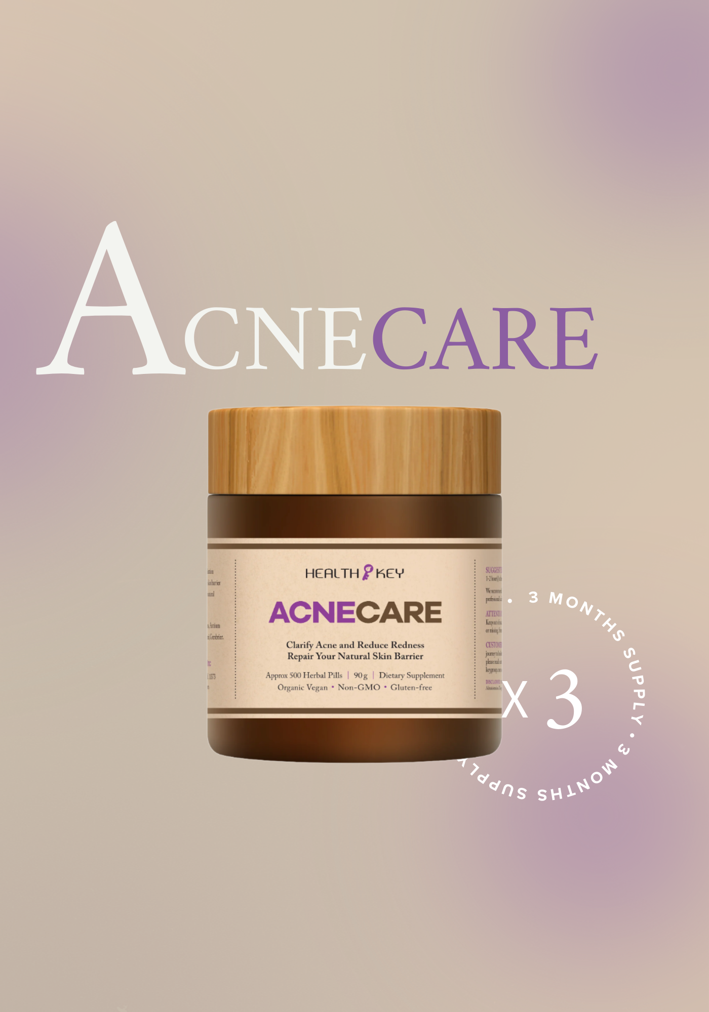 Healthkey AcneCare Herbal Dietary Supplement 500 Pills 90g