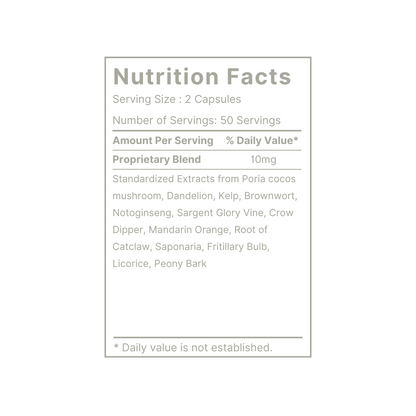 A white background with a detail of nutrition fact breakdown of Healthkey BreaWell