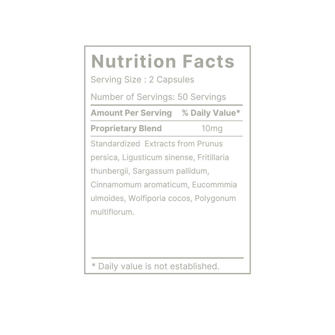 A white background with a detail of nutrition fact breakdown of Healthkey DeMass