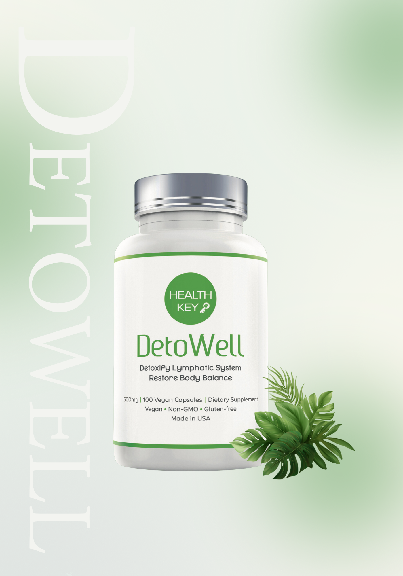 Healthkey DetoWell Herbal Supplement Bottle 500mg