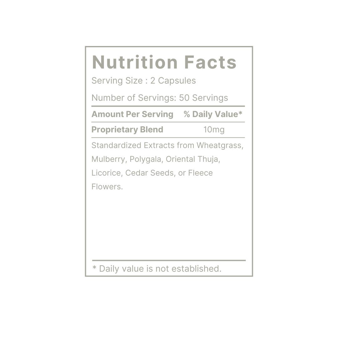 A white background with a detail of nutrition fact breakdown of Healthkey MenoWell