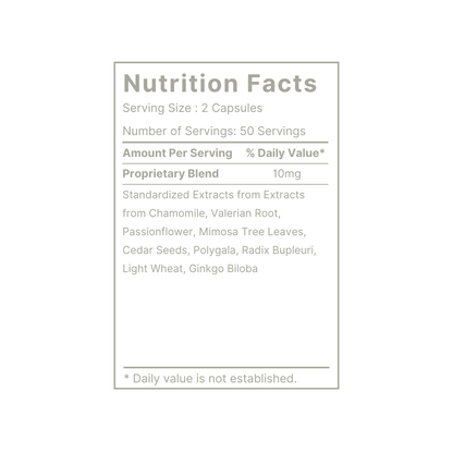 A white background with a detail of nutrition fact breakdown of Healthkey SleepWell