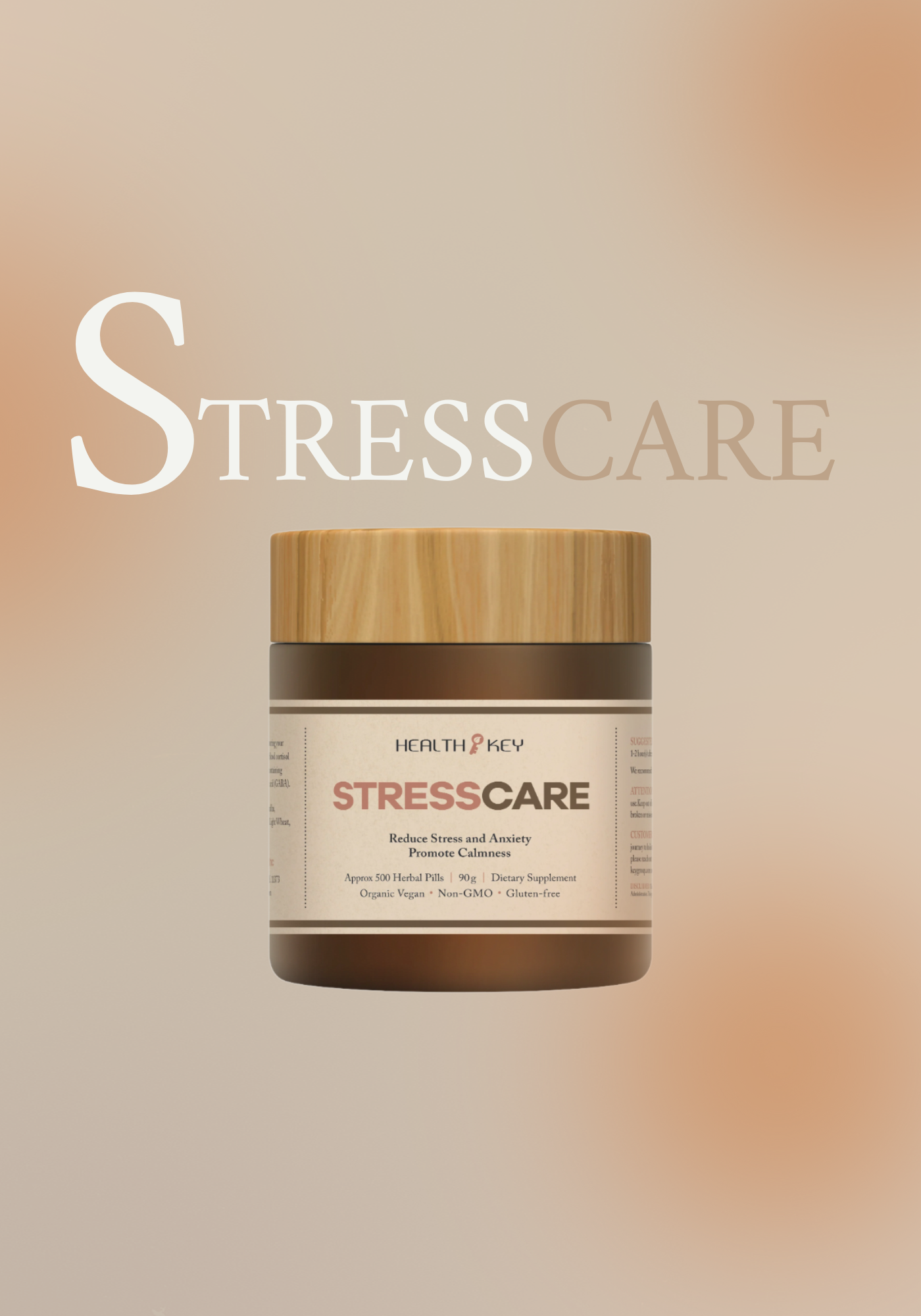 Healthkey StressCare Herbal Dietary Supplement 500 Pills 90g